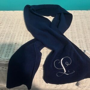 Navy Blue Scarf with Embroidered Initial L